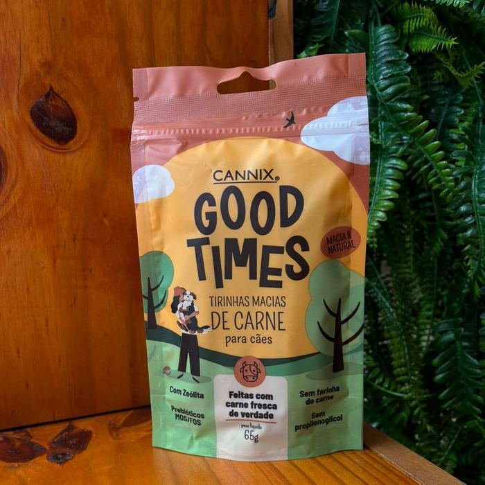Pacote de tirinhas macias Cannix Good Times sabor carne