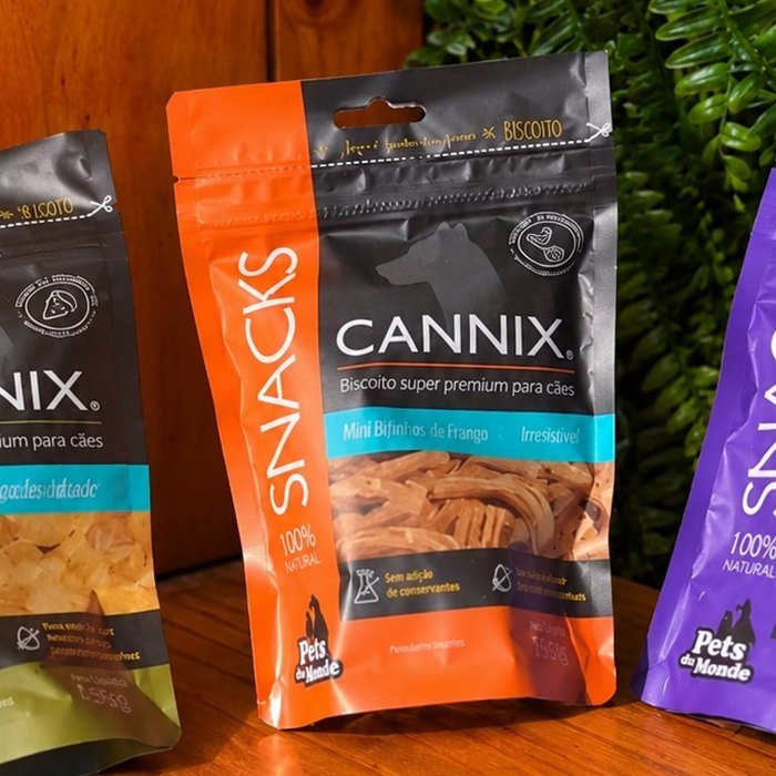 Pacote Cannix Snacks de mini bifinhos de frango