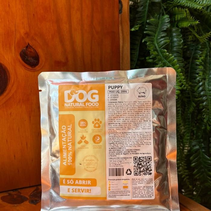 Pacote de ração natural Dog Natural Food Puppy sabor suíno