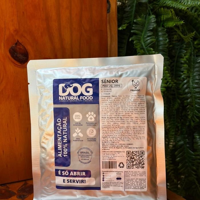 Pacote de ração natural Dog Natural Food Sênior sabor frango