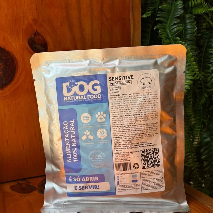 Pacote de ração natural Dog Natural Food Sensitive sabor suíno
